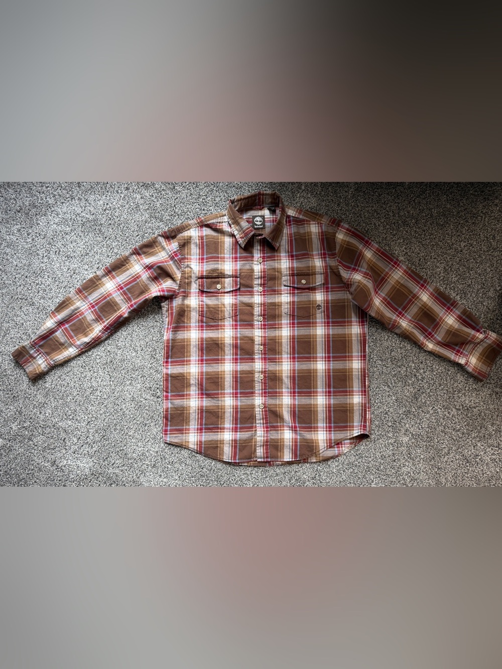 Timberland Brown and Red Plaid Cotton Shirt